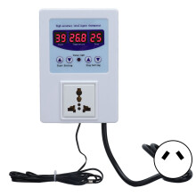 Temperature Controller Digital Display Thermostat Temp Regulator with Sensor AC110?240VAU Plug White
