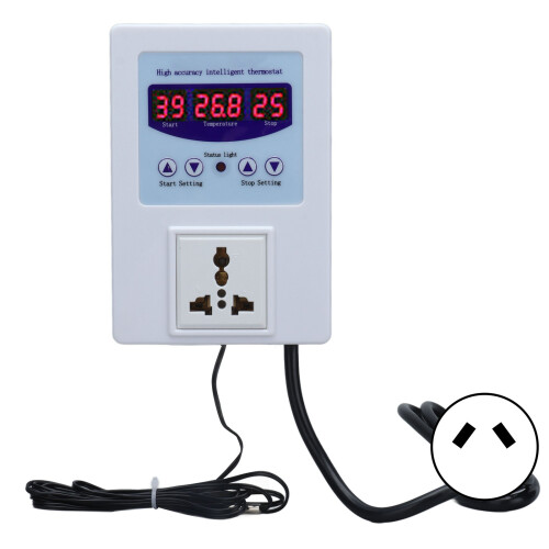 Temperature Controller Digital Display Thermostat Temp Regulator with Sensor AC110?240VAU Plug White