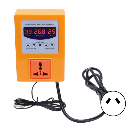 Temperature Controller Digital Display Thermostat Temp Regulator with Sensor AC110?240VAU Plug Orange