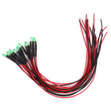100Pcs LED Pre Wired LightEmitting Diode 12V Round Head High Brightness InLine Beads 3mm 20cm(Green Give off Emerald Light )