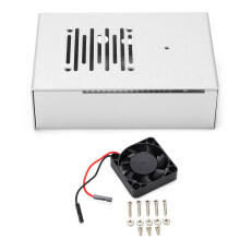 Aluminum Alloy Case Shell Cooling Fan Heat Dissipation Fan for Raspberry Pi 4B Silver