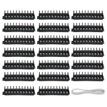 200Pcs Terminal Block DIN Rail Mount Single Layer Copper Clip Combination Terminals 20A 600V