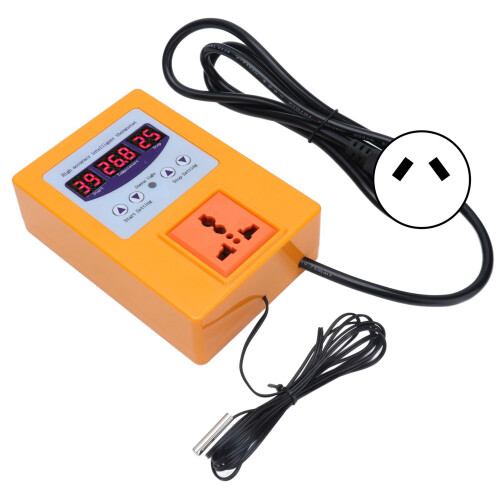 Temperature Controller Digital Display Thermostat Temp Regulator with Sensor AC110?240VAU Plug Orange 2
