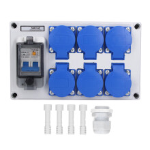 Wall Outlet Box ABS Waterproof 6 Position German Outlets Switch Socket for Gardens 200?250V