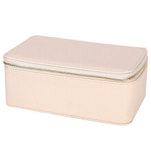 (Rice White) Travel Jewelry Box with 12 Small Pouches, Portable PU Leather Jewelry Organizer Case For Girls Womens