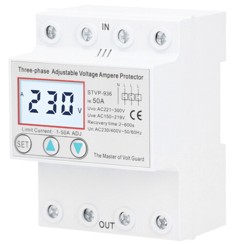 Adjustable Voltage Protector 3Phase LCD Multifunctional SelfResetting STVP936 230v 400V AC(50A ) 2