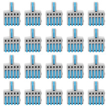 20Pcs SPL Quick Connector 1 in 5 out PushType Splitter Copper and PC Material Wire Terminal(Blue )