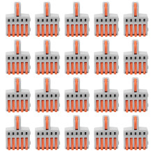 20Pcs SPL Quick Connector 1 in 5 out PushType Splitter Copper and PC Material Wire Terminal(Orange )