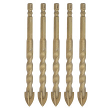 5Pcs Cross Spearhead Drill Carbide Bits with 1/4in Hex Shank for Glass Ceramic Marble 12mm Hole