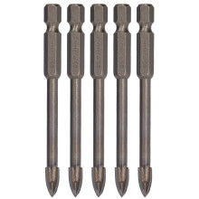 5Pcs Cross Drill Bit 1/4in Hex Shank Tile Glass Ceramic Concrete Hole Opener Hard Alloy Tool7mm