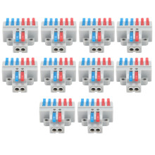 10Pcs Wire Conductor Connector 2in6out with Fixed Hole 4mm Splitter Fast Terminal Block 600V