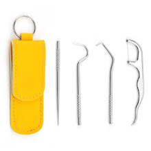 4  teiliges Zahnstocher  Set, tragbares Mundpflegeset aus Edelstahl, Zahnsteinentferner  Set mit Zahnsonde, Pinzette und Zahnsteinentferner