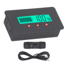 Coulombmeter, accubewaker, brandstofmeter, voltmeter, ampremeter, tester voor 8-batterijen met 100A shunt