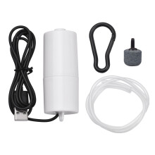 Aquarium USB Air Pump Small Oxygen Pump with Air Stone Tubing Hanging Buckle for Fish Tank Outdoor Fishing