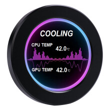 Draagbaar 2,1 inch IPS watergekoeld secundair scherm, compact rond LCD-scherm, computer met CPU- en GPU-temperatuurbewakingsscherm