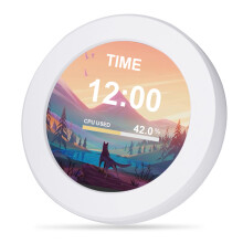 Draagbaar 2,1 inch IPS watergekoeld secundair scherm, compact rond LCD-scherm, computer met CPU- en GPU-temperatuurbewakingsscherm
