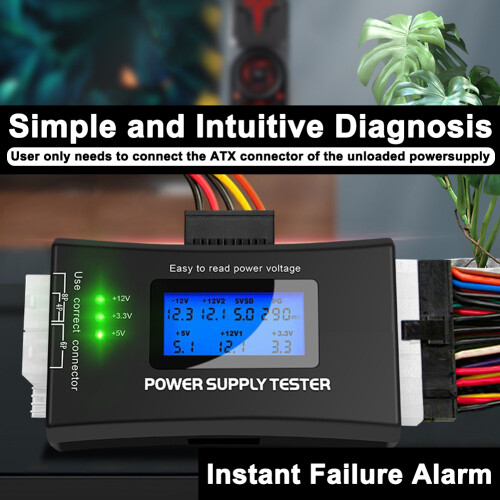Portable ATX Power Detection Tool Computers Host Power Signal Tester LCD Display Chassis Power Source Testing Tools
