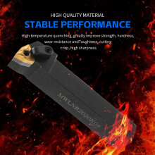 Set hardmetalen draaigereedschap voor draaibank: gereedschapshouder MWLNR2020K08 + 10 stuks WNMG080404 hardmetalen wisselplaatjes + sleutel