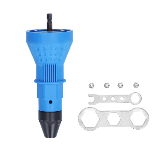 Rivet Drill Adapter Ergonomic Electric Riveting Drilling Insert Nut Tool with Hex Wrenches Nozzles