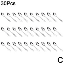 (30pcs) Stainless Steel Handle Soup Spoon Set Food-Grade Spoon Fork Set Travel