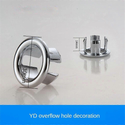 (D) 2PCS Solid Sink Overflow Covers Kitchen Bathroom Basin Trim Round Hole Caps