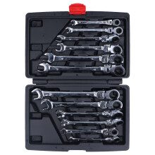 12Pcs Ratcheting Wrench Set Tool Steel Flexible Head Ratchet Combination Spanner 72 Teeth