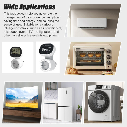European Plug Socket 45?? Rotating Large LCD Screen Power Metering Socket Digital Display Energy Meter Intelligent Power Testing Device