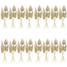 80Pcs Boho Dried Spears Leaves , Small Dried Real Fans, Dried Leaves with Stem Dried Leaf Decor Vase