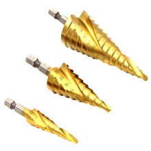 Spiral  Stufenbohrer  Set 4 mm bis 12 mm/20 mm/32 mm für Holz, Metall und Kunststoff, titanbeschichteter Sechskantschaft