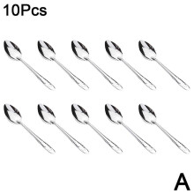 (10pcs) Stainless Steel Handle Soup Spoon Set Food-Grade Spoon Fork Set Travel