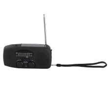 Emergency Radio Portable Rechargeable Solar Hand Crank Powered AM FM Radio with 3LED Flashlight for Camping Hiking Fishing Black