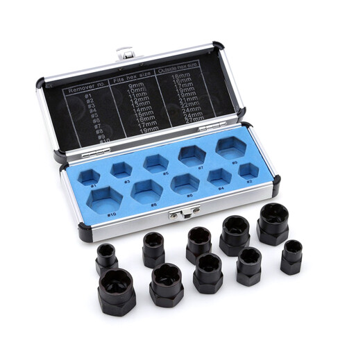 11pcs Nut Extractor Kit Screw Extractor Damaged Bolt Remover Broken Stud Spanner with Storage Case 2