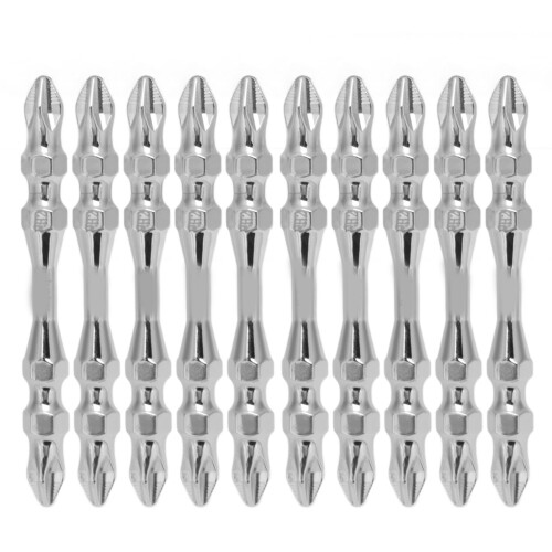 10Pcs Screwdriver Bit Hex Shank Double Ended 65mm PH2 Cross Magnetic Replacement Set Kit
