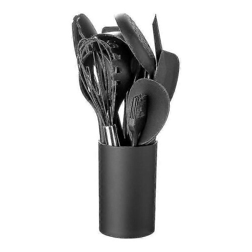 Kitchen Utensil Holder Black Plastic Cylinder Storage Tableware Holders 1