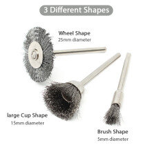 45-Pieces Stainless Steel Wire Brush Wheel Set 1/8'' Shank Wire Brush 10/15/25mm Diameter Brush Wheel for Polishing Grinding