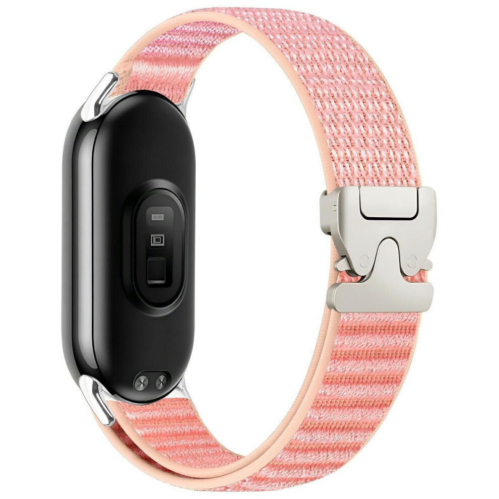 (Pink) Nylon Watch Band For Xiaomi Smart Band 10 / 9 / 8 Parachute Buckle Woven Wrist Strap With Stainl Pink 6914292653162