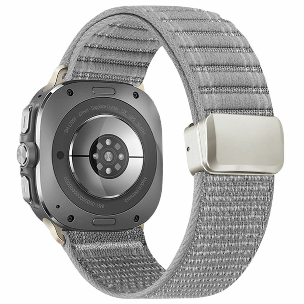 (Light ) For Samsung Galaxy Watch Ultra (2025) 47Mm / Ultra 47Mm Watch Band Magnetic Clasp Wave Pattern Nylon Wrist Strap Grey 6914294379879