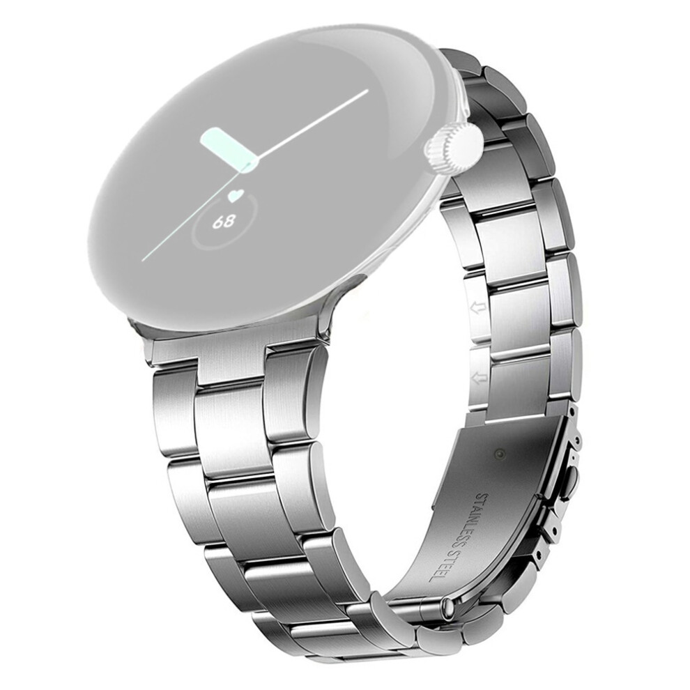(Silver) 3-Bead Stainless Steel Band For Google Pixel Watch 3 41Mm / Watch 2 / Watch Removable Links Adjustab Silver 6914291769291