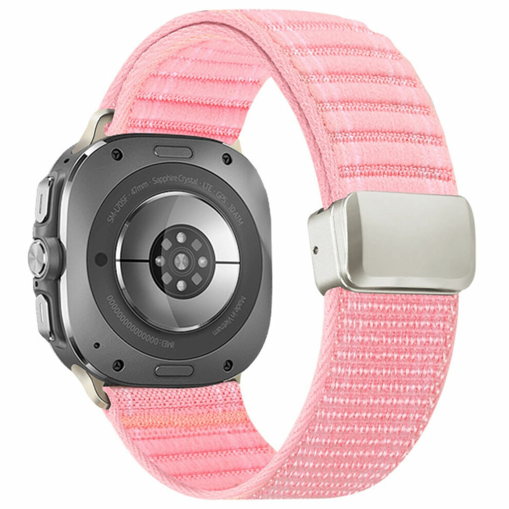 (Pink) For Samsung Galaxy Watch Ultra (2025) 47Mm / Ultra 47Mm Watch Band Magnetic Clasp Wave Pattern Nylon Wrist Strap Pink 6914291886967
