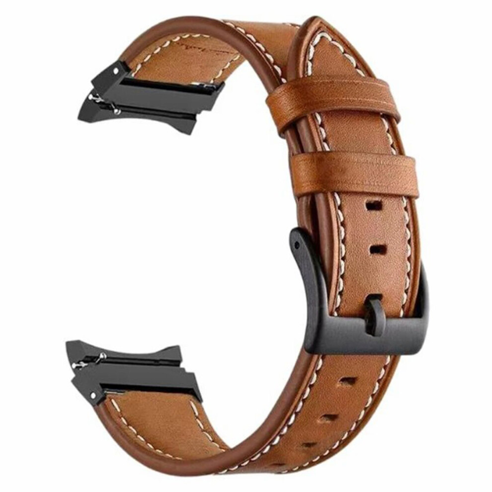 (Brown) Fiber Leather Strap With Connector For Samsung Galaxy Watch7 / 6 40Mm 44Mm / 6 Classic 43Mm / 47Mm / Brown 6914294640856