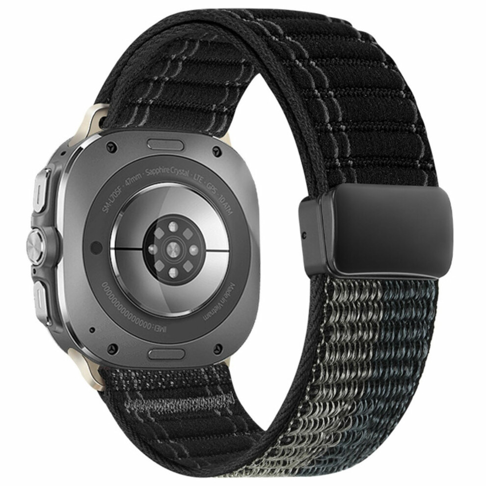 (Black) For Samsung Galaxy Watch Ultra (2025) 47Mm / Ultra 47Mm Watch Band Magnetic Clasp Wave Pattern Nyl Black 6914290216062
