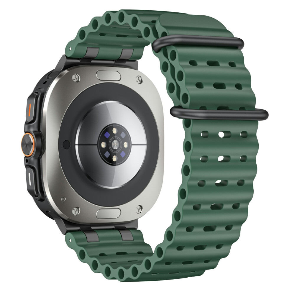 (Army Green + Black Buckle) For Samsung Galaxy Watch Ultra (2025) 47Mm / Watch Ultra 47Mm Breathable Watch Strap Silicone Band Green,Black 6914297686042