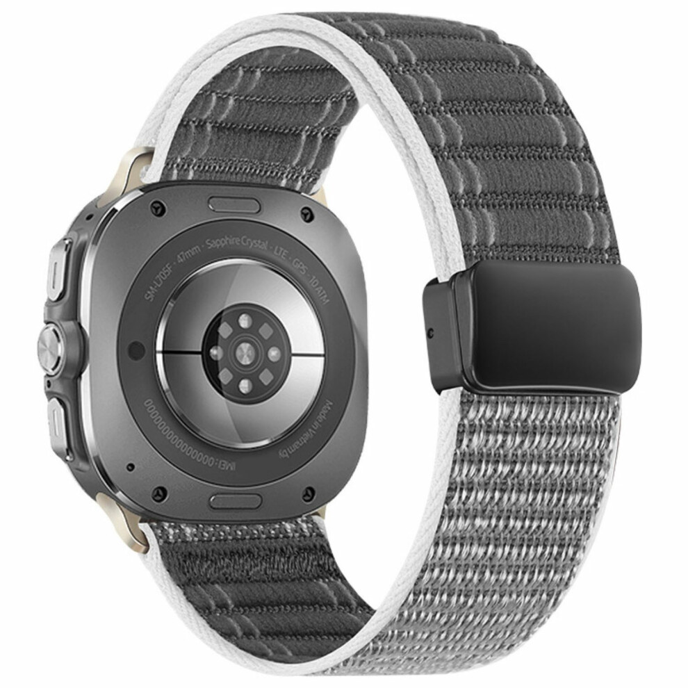 (Grey) For Samsung Galaxy Watch Ultra (2025) 47Mm / Ultra 47Mm Watch Band Magnetic Clasp Wave Pattern Nyl Grey 6914298400807