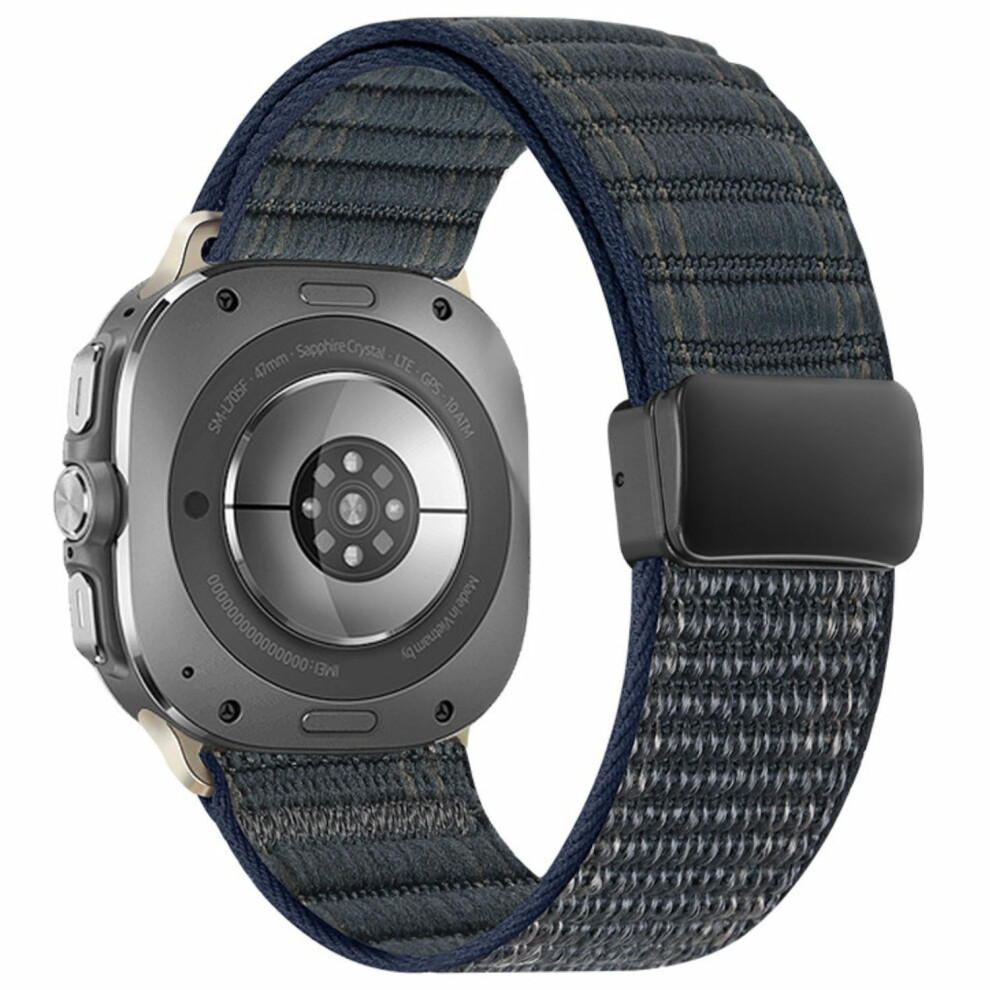 (Dark ) For Samsung Galaxy Watch Ultra (2025) 47Mm / Ultra 47Mm Watch Band Magnetic Clasp Wave Pattern Nylon Wrist Strap Blue 6914296644593