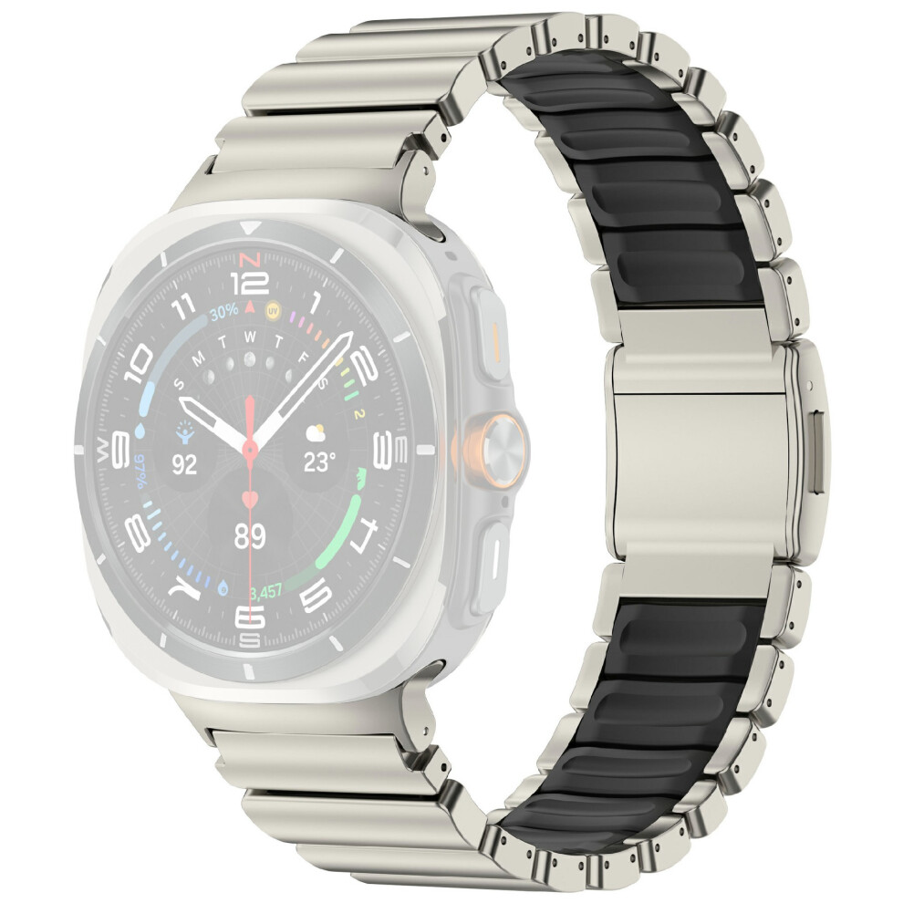 (Titanium ) Rubber + Titanium Alloy Strap For Samsung Galaxy Watch Ultra (2025) 47Mm / Ultra 47Mm Replacement Black 6914298903582