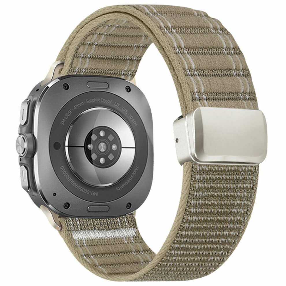 (Milk Tea) For Samsung Galaxy Watch Ultra (2025) 47Mm / Ultra 47Mm Watch Band Magnetic Clasp Wave Pattern Nylon Wrist Strap 6914294485716