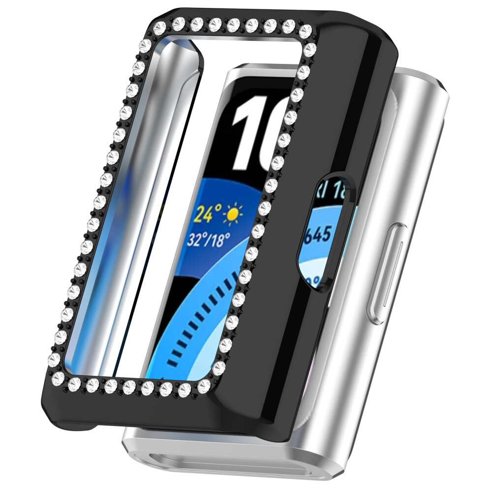 (Electroplating ) For Huawei Band 11 Pro Watch Case Rhinestone Decor Hard Pc Hollow Watch Cover Black 6914293387806