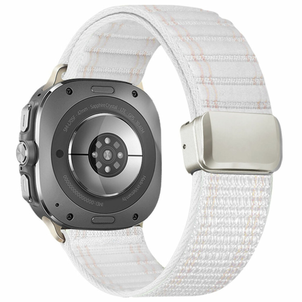 (White) For Samsung Galaxy Watch Ultra (2025) 47Mm / Ultra 47Mm Watch Band Magnetic Clasp Wave Pattern Nylon Wrist Strap White 6914292233647