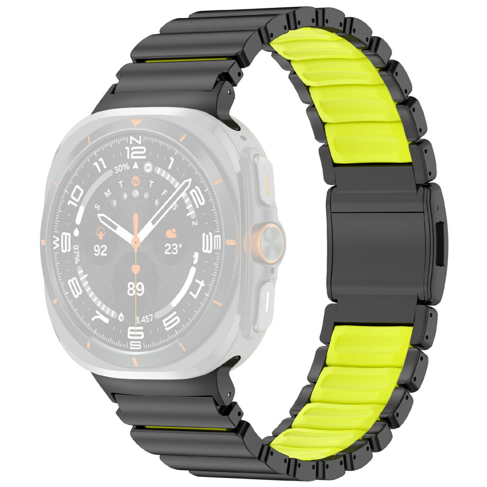 (Black Green) Rubber + Titanium Alloy Strap For Samsung Galaxy Watch Ultra (2025) 47Mm / Ultra 47Mm Replacement Green,Black 6914295042574