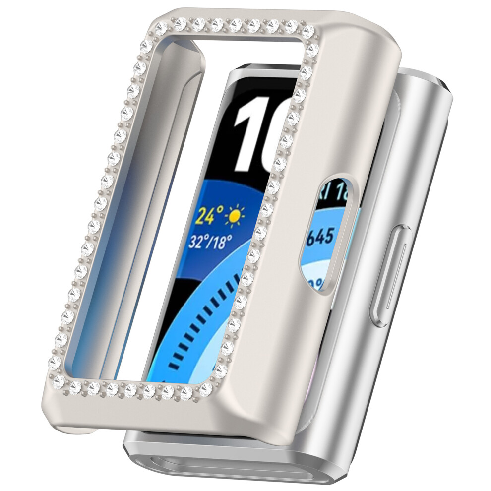 (Matte Starlight) For Huawei Band 11 Pro Watch Case Rhinestone Decor Hard Pc Hollow Watch Cover 6914291466008